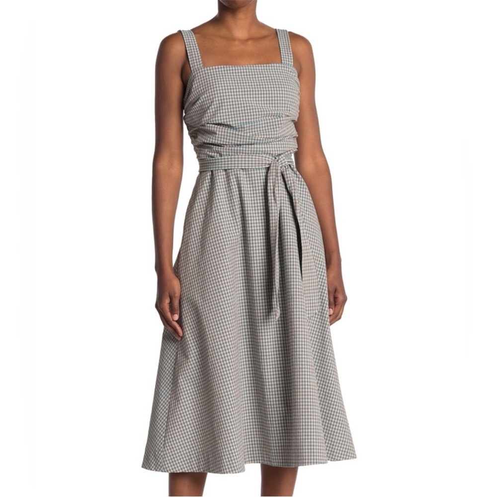 Veronica Beard Sz 6 Positano Gingham Seersucker Dress Sleeveless Midi